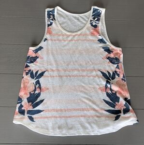 GAP Womens White/Pink/Blue Floral Stripe Print Sleeveless Tank Top Small S